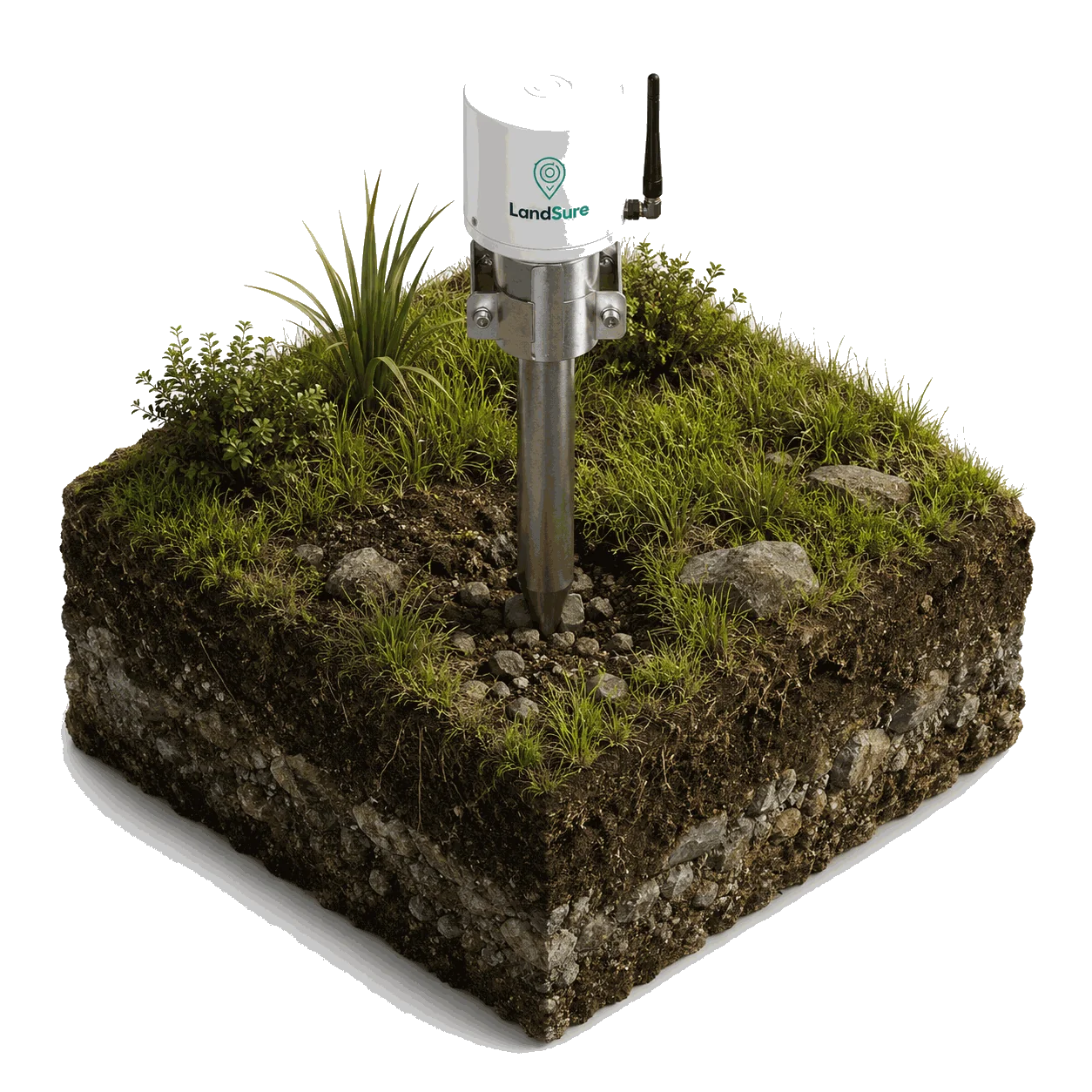 LandSure wireless tilt sensor installed in ground