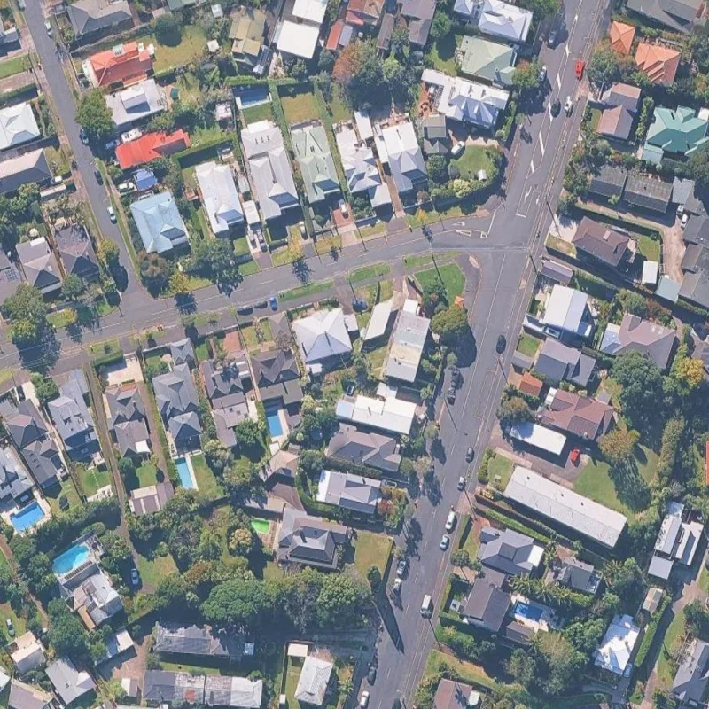 Aerial view of a standard residential section